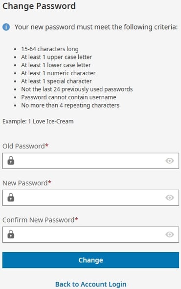Password Change Screen Shot